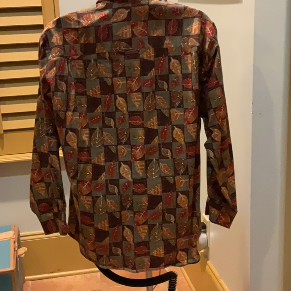 Henry Grethel Multicolor Leaf Pattern Button-Up S… - image 2
